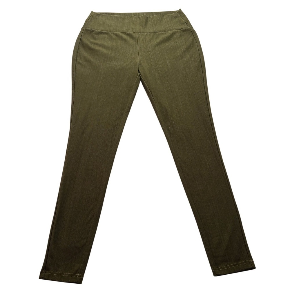Agnes & Dora Olive Green Stretch Pull On Pants XL Herringbone Textured High Rise